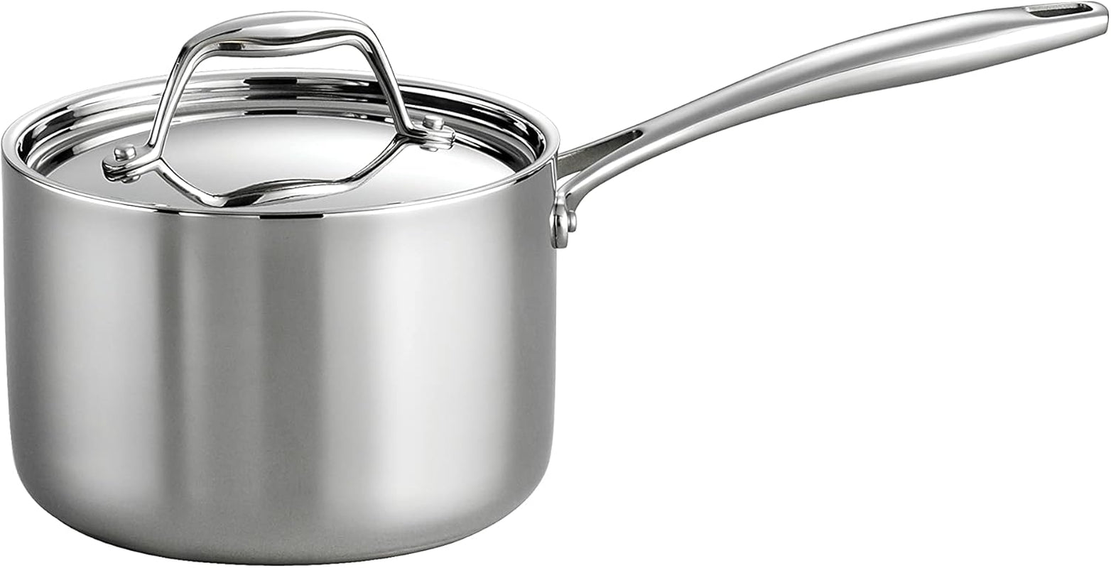 Signature Tri-Ply Clad Stainless Steel 2-Quart Sauce Pan with Lid, Induction-Ready, Dishwasher-Safe, Nsf-Certified, Made in Brazil