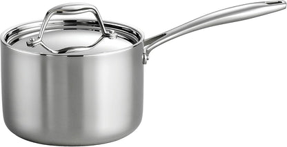 Signature Tri-Ply Clad Stainless Steel 2-Quart Sauce Pan with Lid, Induction-Ready, Dishwasher-Safe, Nsf-Certified, Made in Brazil