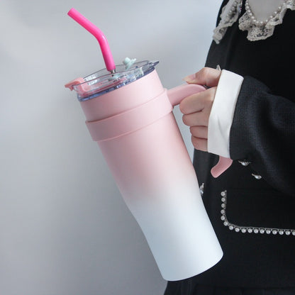 Elegant Glass Water Bottle with Straw and Easy-Grip Handle