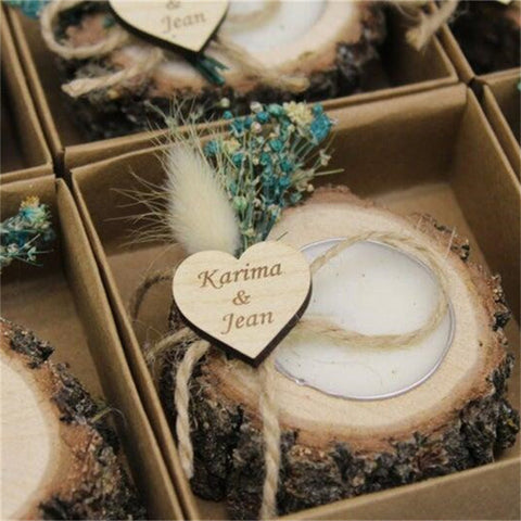 Rustic Wood Slice Tea Light Holder