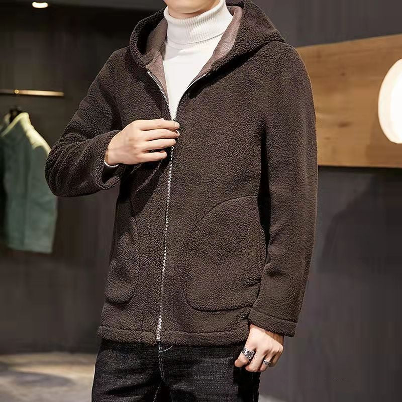 Double - sided Fleece Men's Lambswool Wool Coat Jacket - Alpaca House