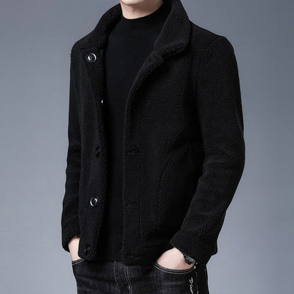 Double - sided Fleece Men's Lambswool Wool Coat Jacket - Alpaca House