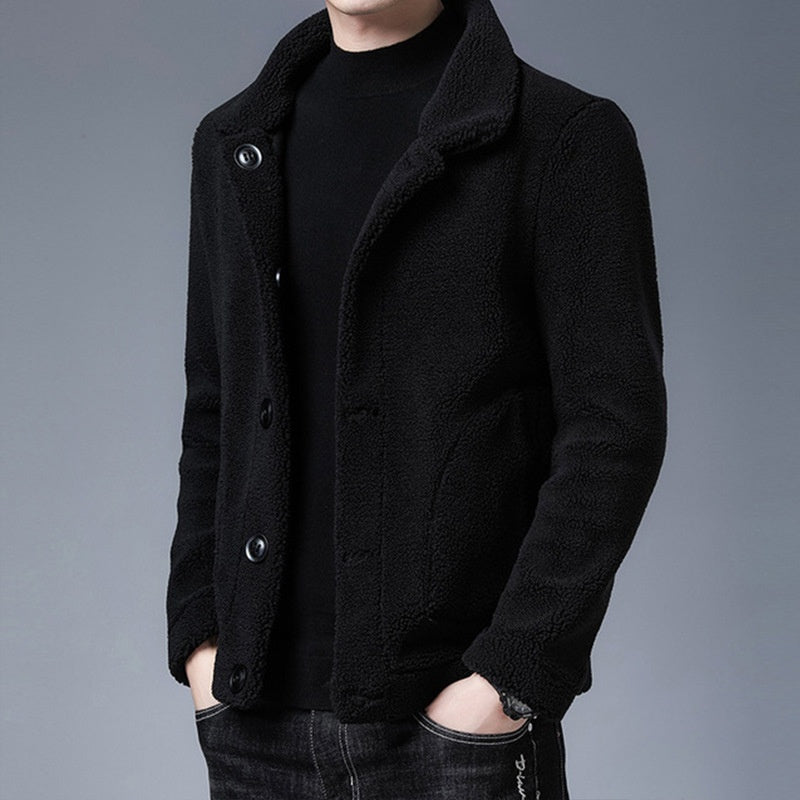 Double - sided Fleece Men's Lambswool Wool Coat Jacket - Alpaca House