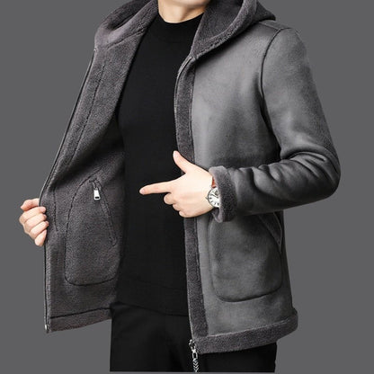 Double - sided Fleece Men's Lambswool Wool Coat Jacket - Alpaca House