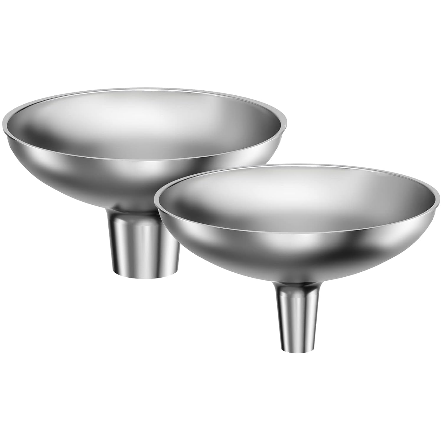 2 Large and Small Mouth Stainless Steel Funnel