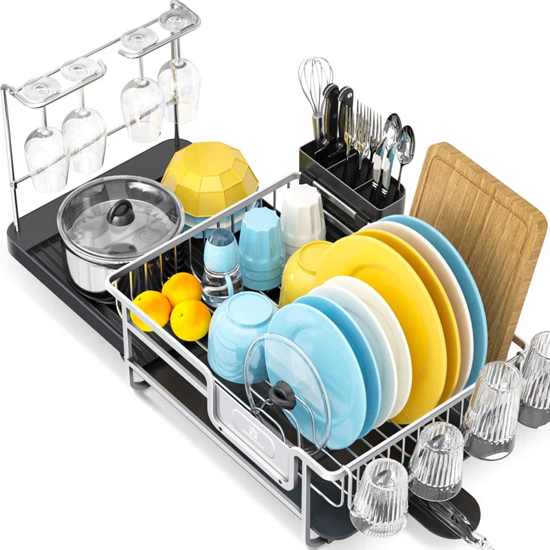 Stainless Steel Kitchen Dish Rack, Adjustable Dish Drying Rack, Plate Rack, Extra Large Capacity Dish Drainer