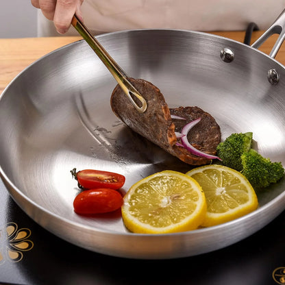 Tri-Ply Stainless Steel Frying Pan,8.5 Inch Skillet, Induction Stri Fry Pan, Dishwasher and Oven Safe, Rivet Handle