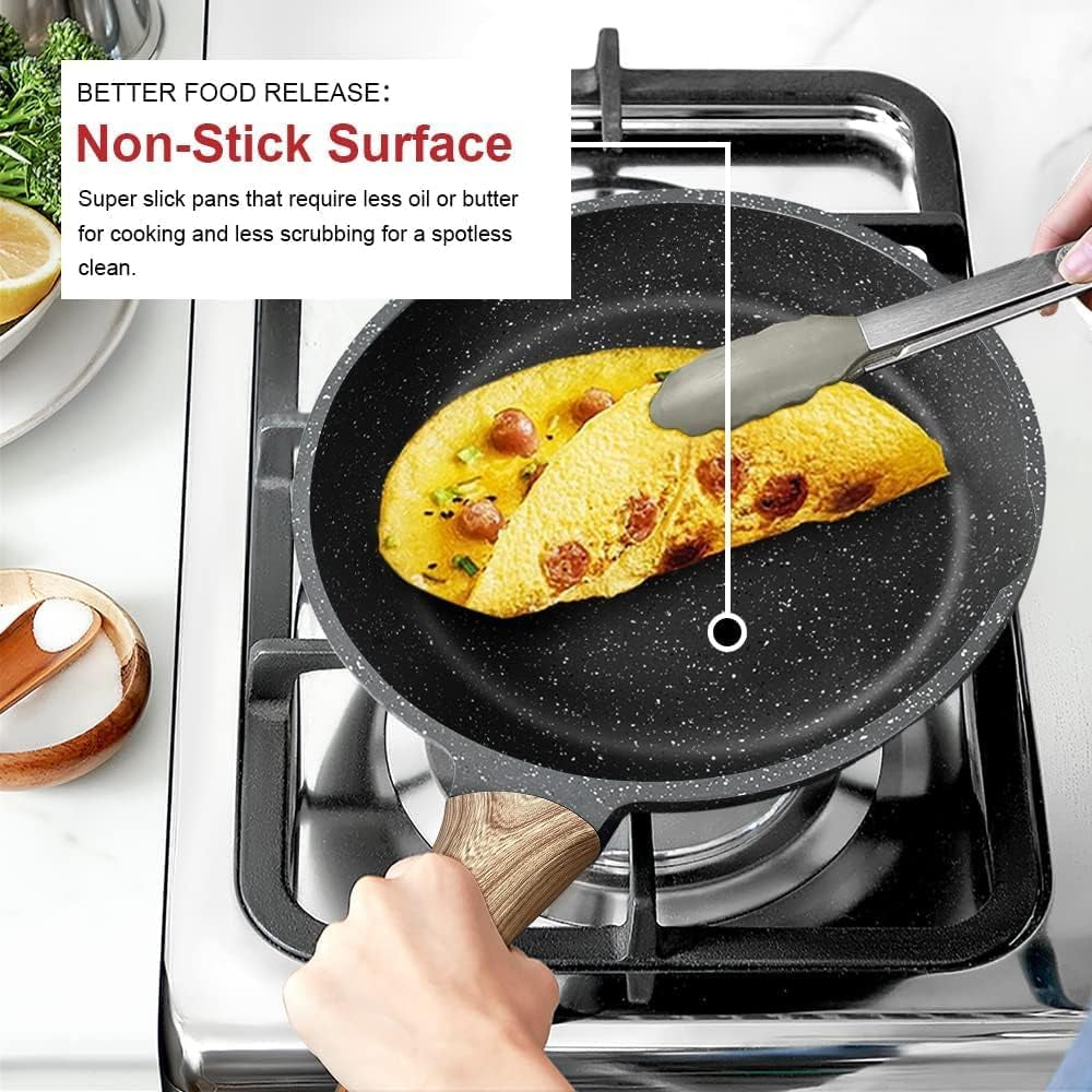 Nonstick Granite Frying Pan – 9.5" Skillet, PFOA-Free, Induction Compatible