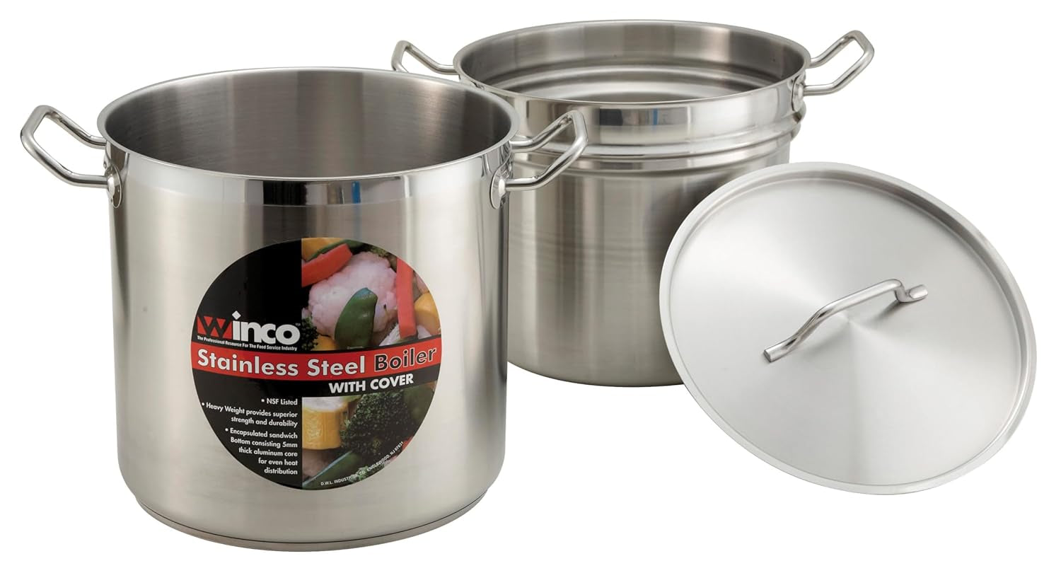 8 Quart Winware Stainless Double Boiler with Cover