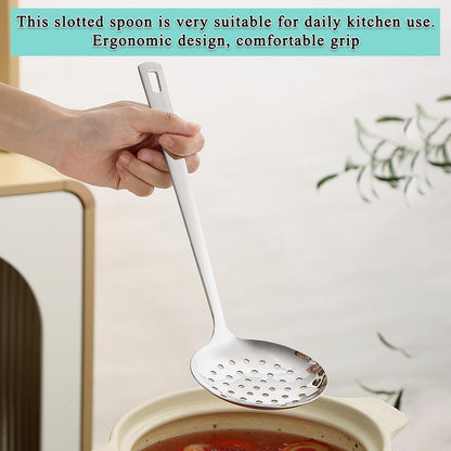 Stainless Steel Kitchen Skimmer Slotted Spoon for Straining Pasta/Cooking/Frying, Durable Rust-Resistant