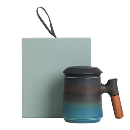 Gradient Ceramic Mug Set with Lid & Infuser