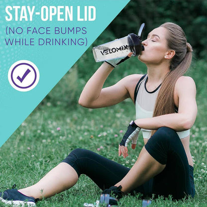 28 Oz. Black Plastic Water Bottle with Leak Proof Lid, Protein Shaker for Smoothies and Cocktails (2-Pack)