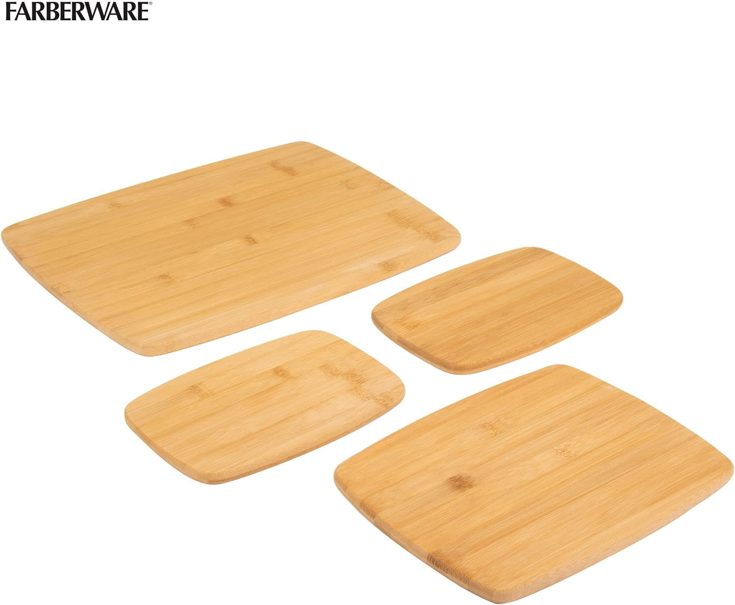 4-Piece Reversible Bamboo Cutting Board and Charcuterie Set, Assorted Sizes