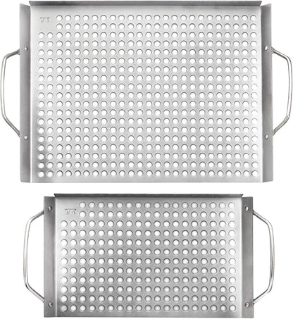 Stainless Steel Grill Topper Grid, Set of 2, 11"X7" and 11"X17"