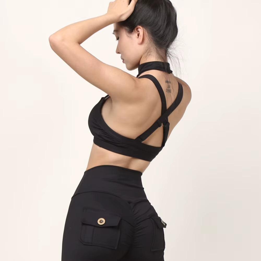 Shockproof Cross Hollow Fitness Top