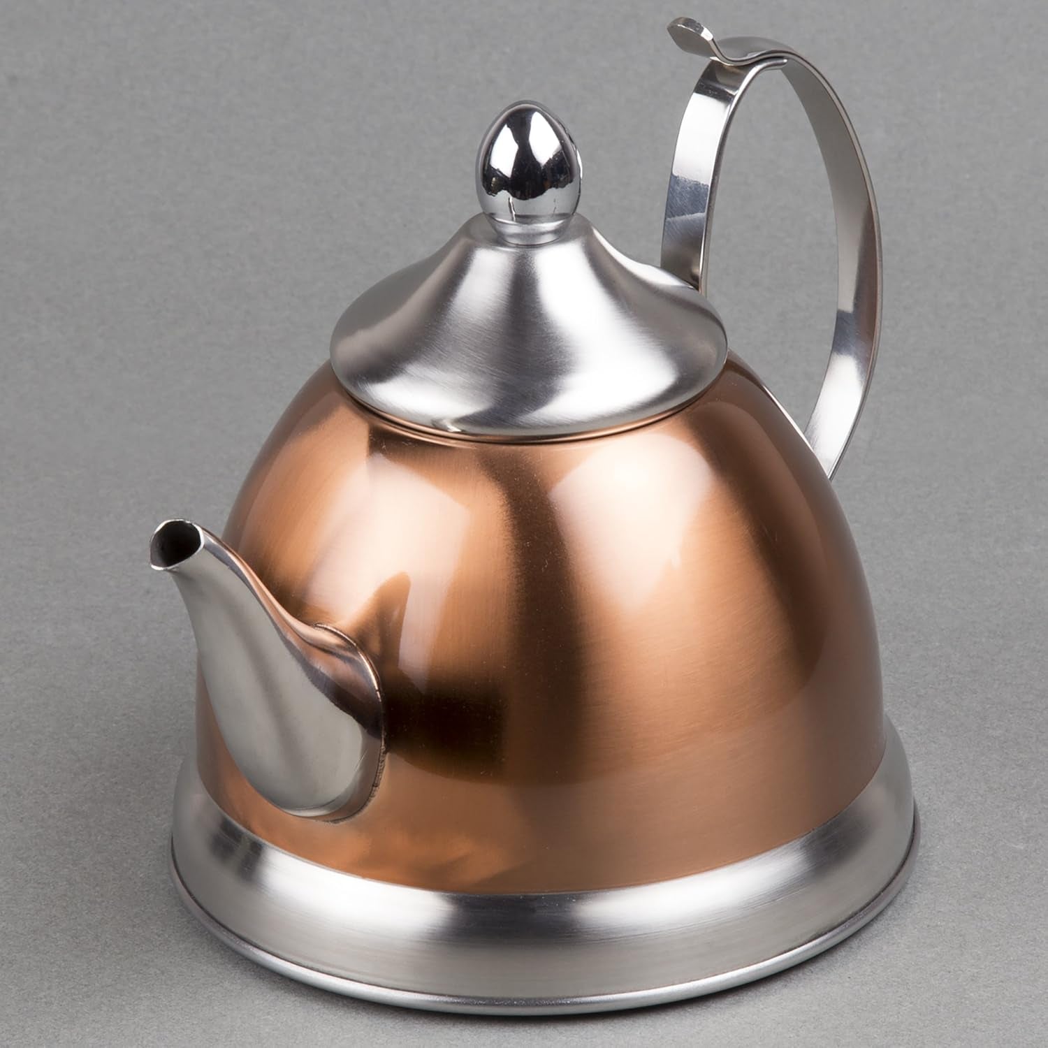 1.0 Quart Stainless Steel Tea Kettle with Removable Infuser Basket, Copper Finished