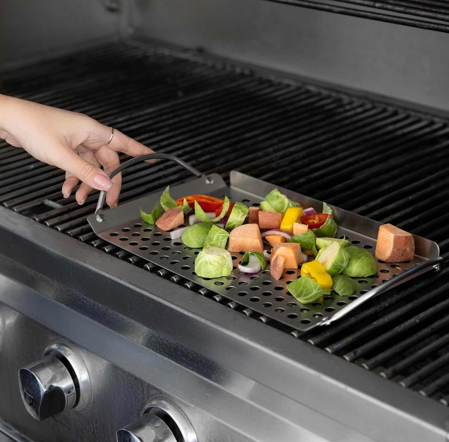 Stainless Steel Grill Topper Grid, Set of 2, 11"X7" and 11"X17"