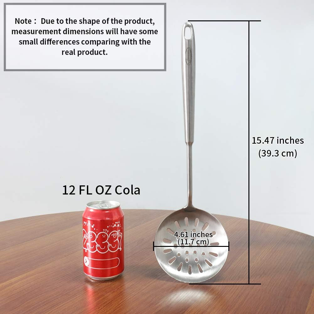 15.47 Inches Stainless Steel Slotted Skimmer with Vacuum Ergonomic round Handle