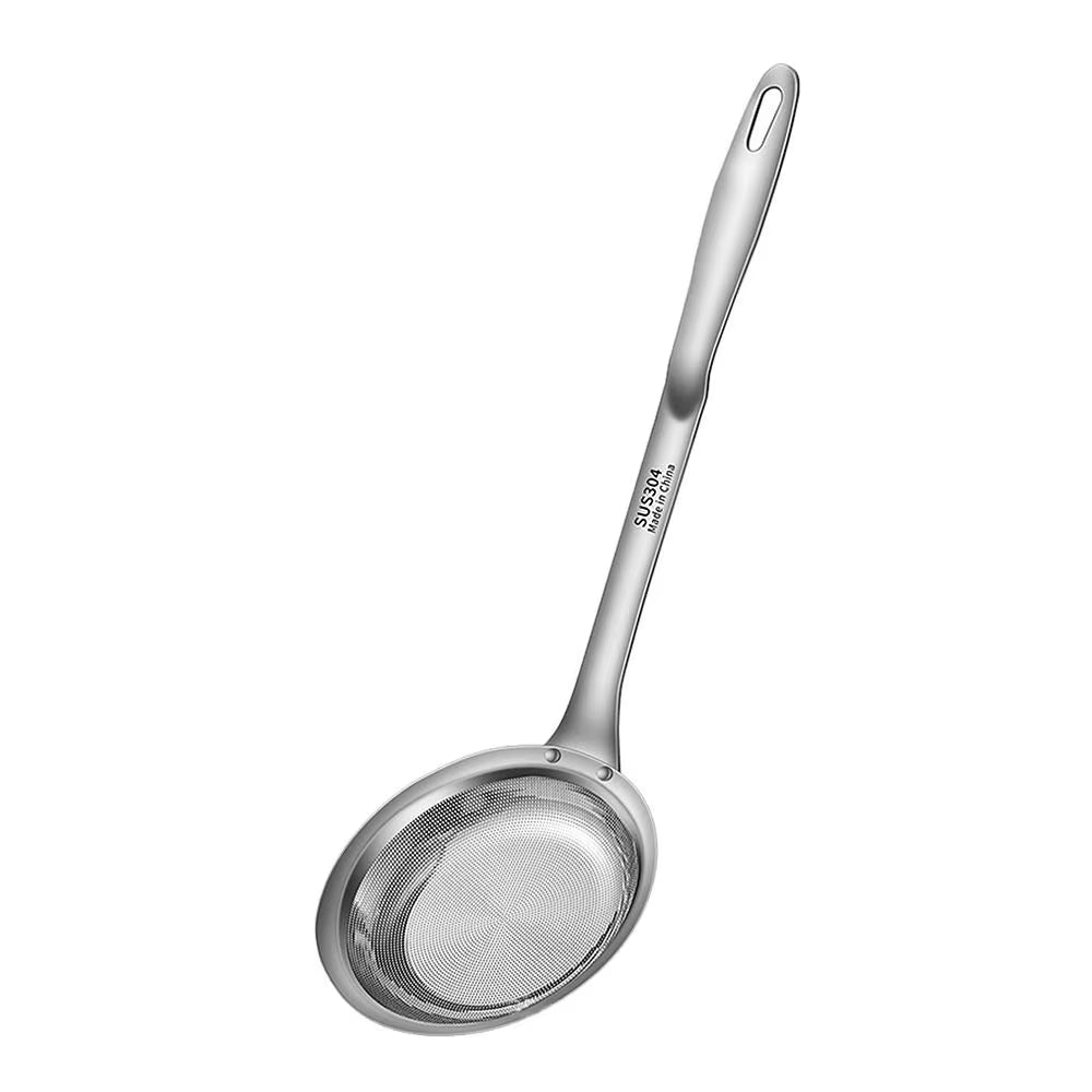 Stainless Steel Fat Skimmer Spoon Fine Mesh Grease Foam Removing Oil Dregs Fishing Percolator Fried Food Net Strainer
