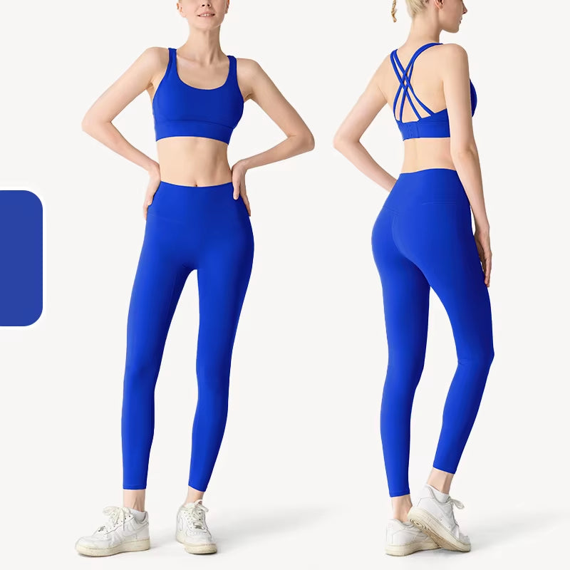 2 Piece Yoga Clothes Women'S Tracksuit Athletic Wear Pilates Fitness Suit Gym Workout Push up Clothes Sports Bra Leggings Suit