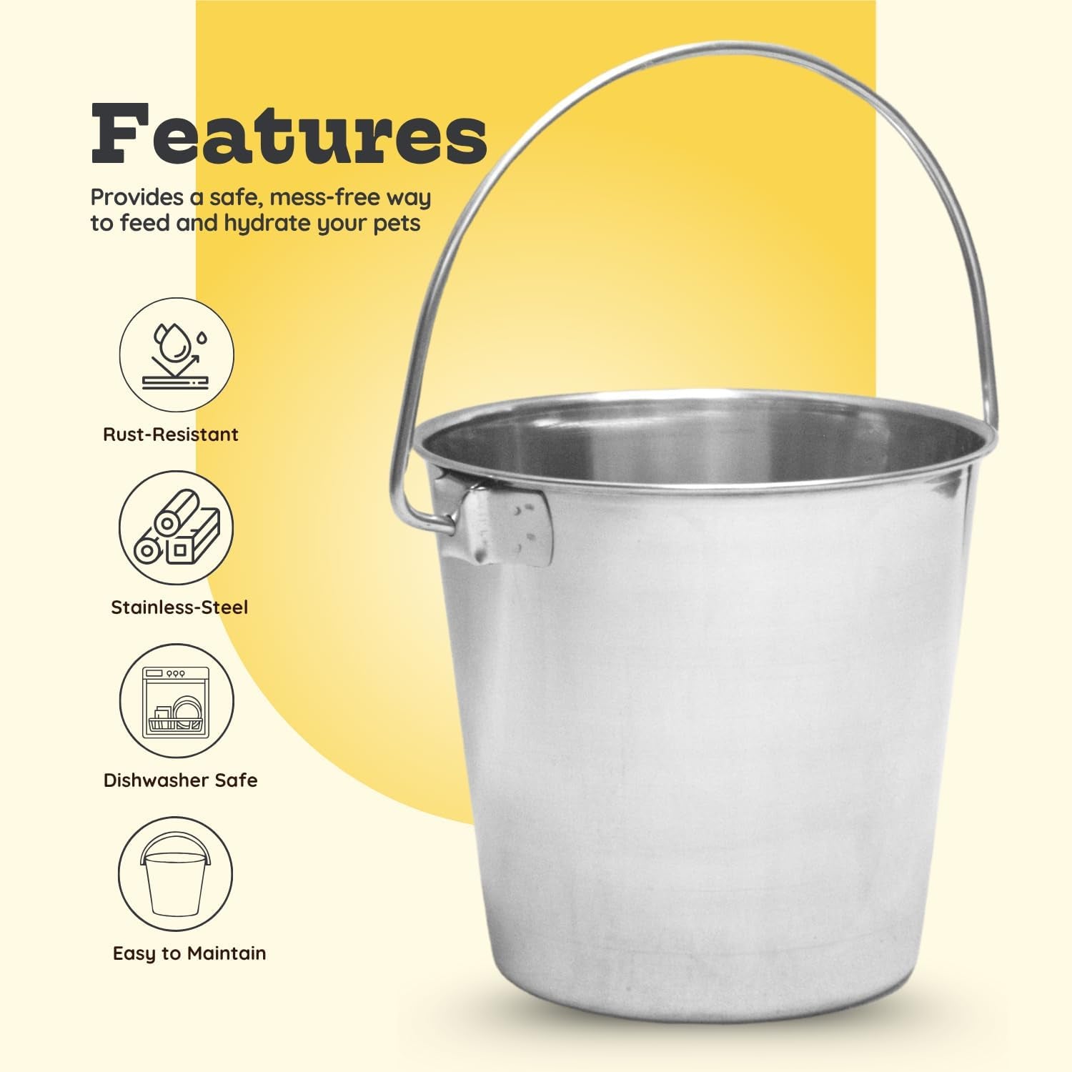 13 Quart Heavy Duty Stainless Steel round Bucket with Handle