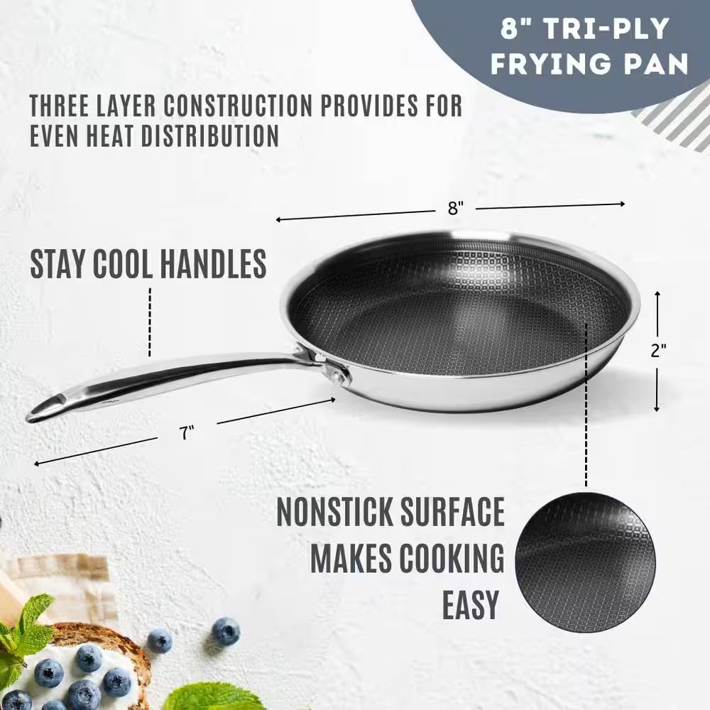 Tri-Ply 8 " Inch Stainless Steel Nonstick Frying Pan