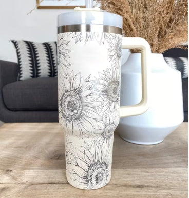 Tumbler With Handle Straw Insulated Stainless Steel