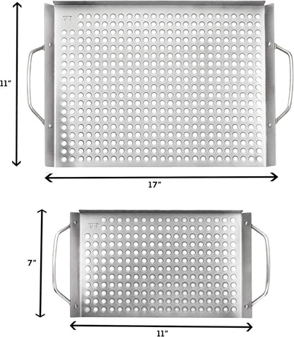 Stainless Steel Grill Topper Grid, Set of 2, 11"X7" and 11"X17"