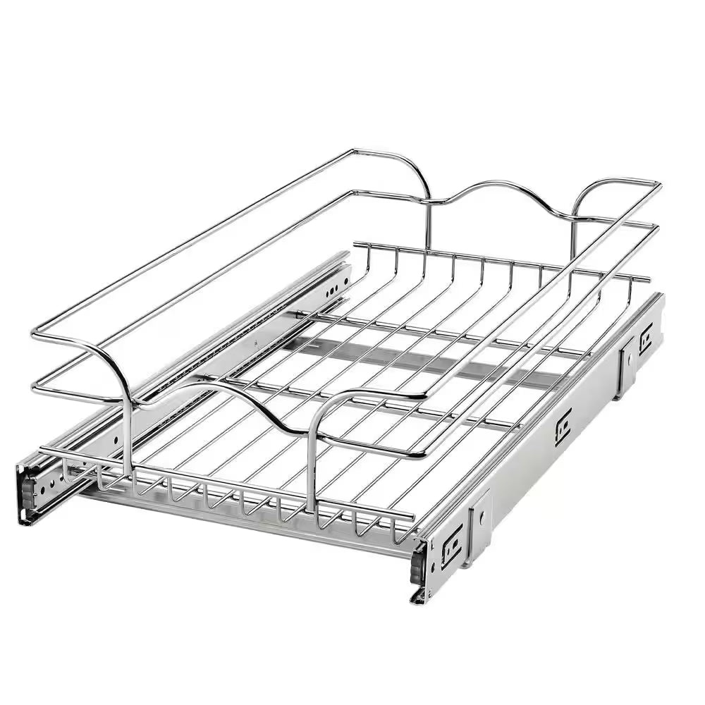 Silver Kitchen Cabinet Pull Out Shelf Organizer, 12 In. X 22 In.