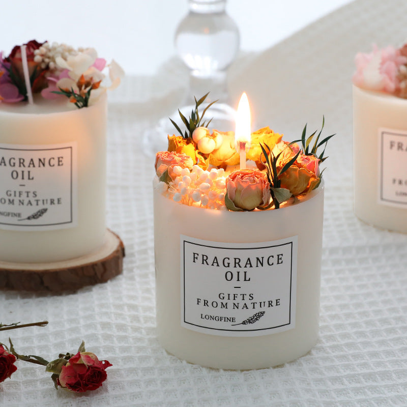 Artisan Scented Candle with Dried Flowers & Fragrance Oil