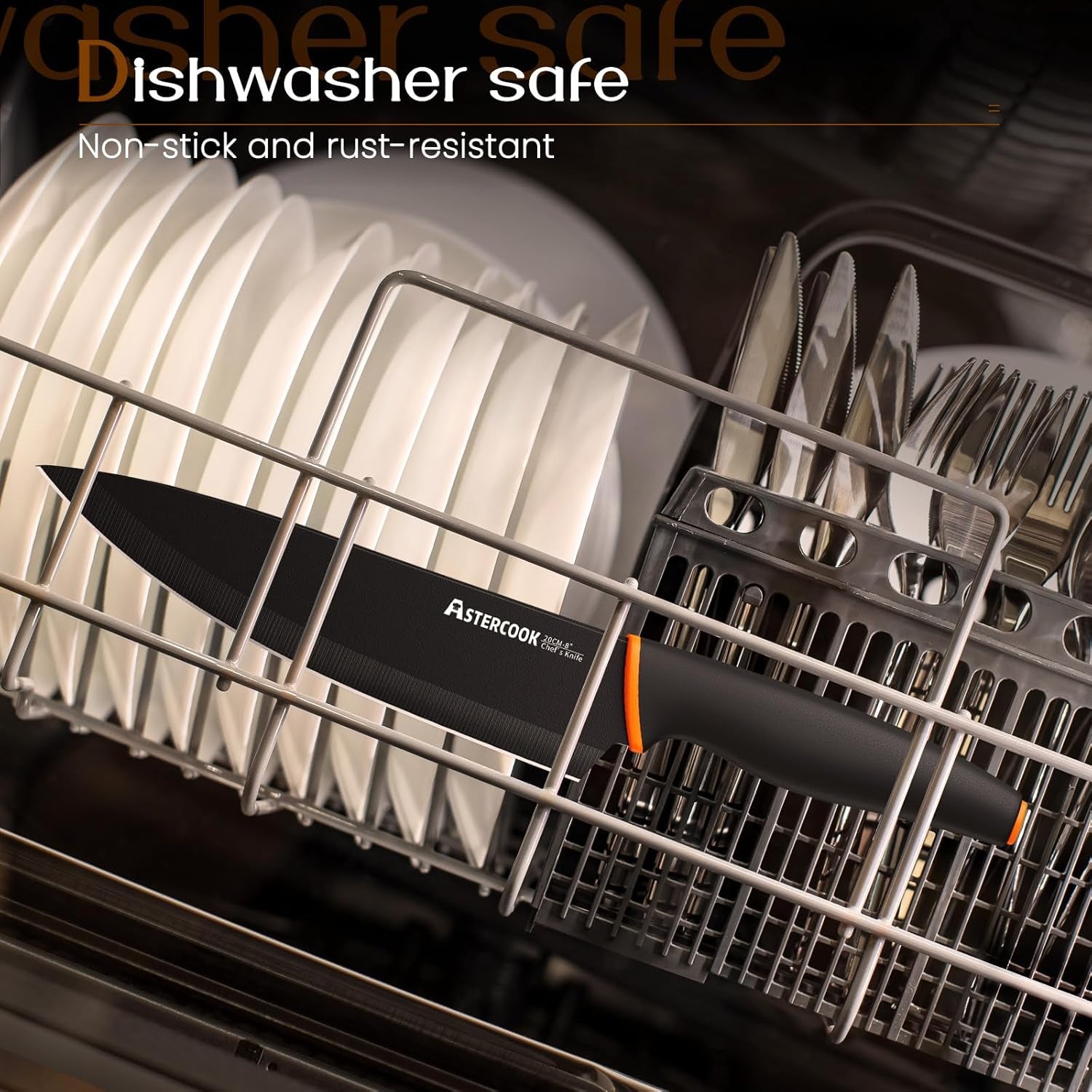 15 Pcs Dishwasher Safe Kitchen Knife Set with Built-In Sharpener, High Carbon German Stainless Steel Black Knife Block Set