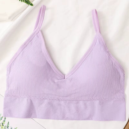 Women Crop Top Seamless Tube Top Underwear Low Back Bra Sports Fitness Top Streetwear Tank Bandeau Lingerie Removable Pad