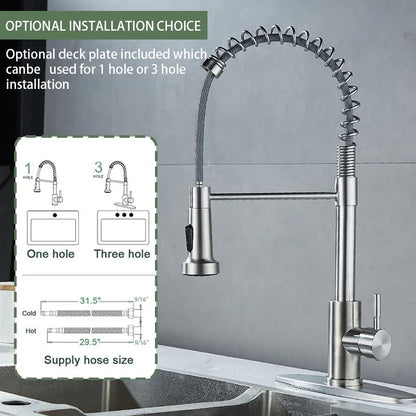 Kitchen Faucets with Pull down Sprayer Stainless Steel Single Hole Brushed Nickel