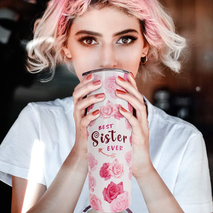 20 Oz Pink Floral Tumbler with Lid and Straw