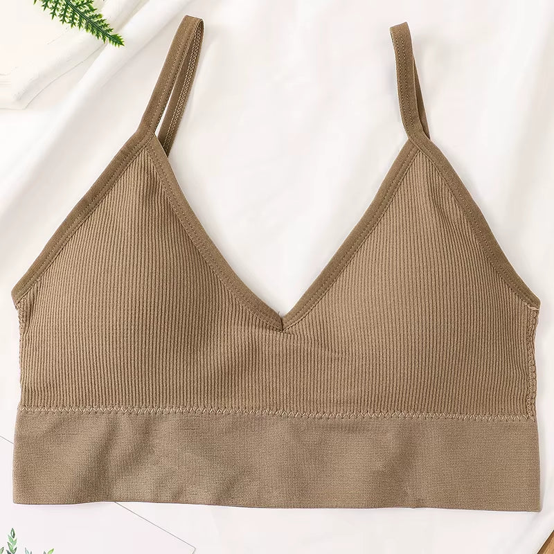 Women Crop Top Seamless Tube Top Underwear Low Back Bra Sports Fitness Top Streetwear Tank Bandeau Lingerie Removable Pad