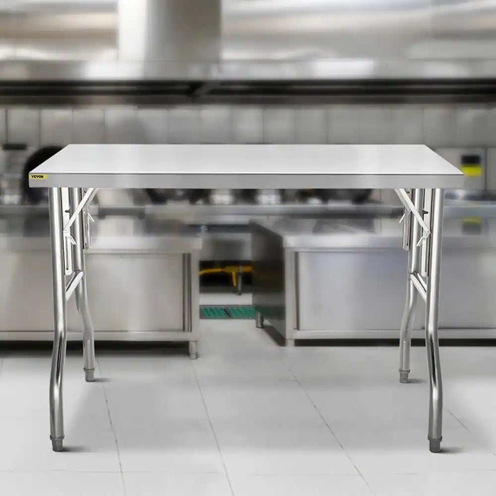 Commercial Prep Table 48 X 24 In. Stainless Steel Restaurant Table with Height Adjustable Kitchen Utility Table