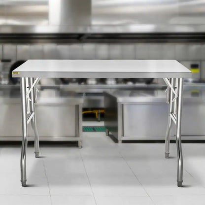 Commercial Prep Table 48 X 24 In. Stainless Steel Restaurant Table with Height Adjustable Kitchen Utility Table