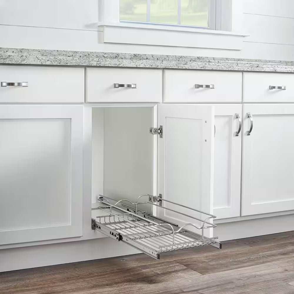 Silver Kitchen Cabinet Pull Out Shelf Organizer, 12 In. X 22 In.