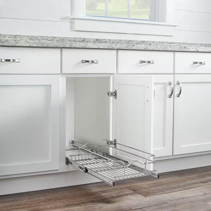 Silver Kitchen Cabinet Pull Out Shelf Organizer, 12 In. X 22 In.