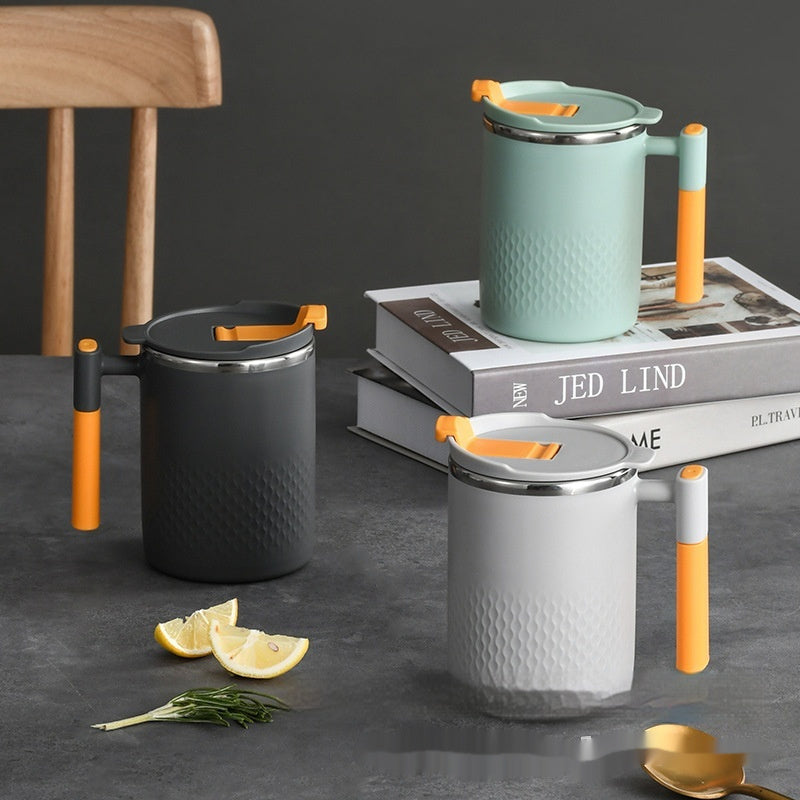 New Double-layer  With Lid Anti-scald Cup Office Tumbler
