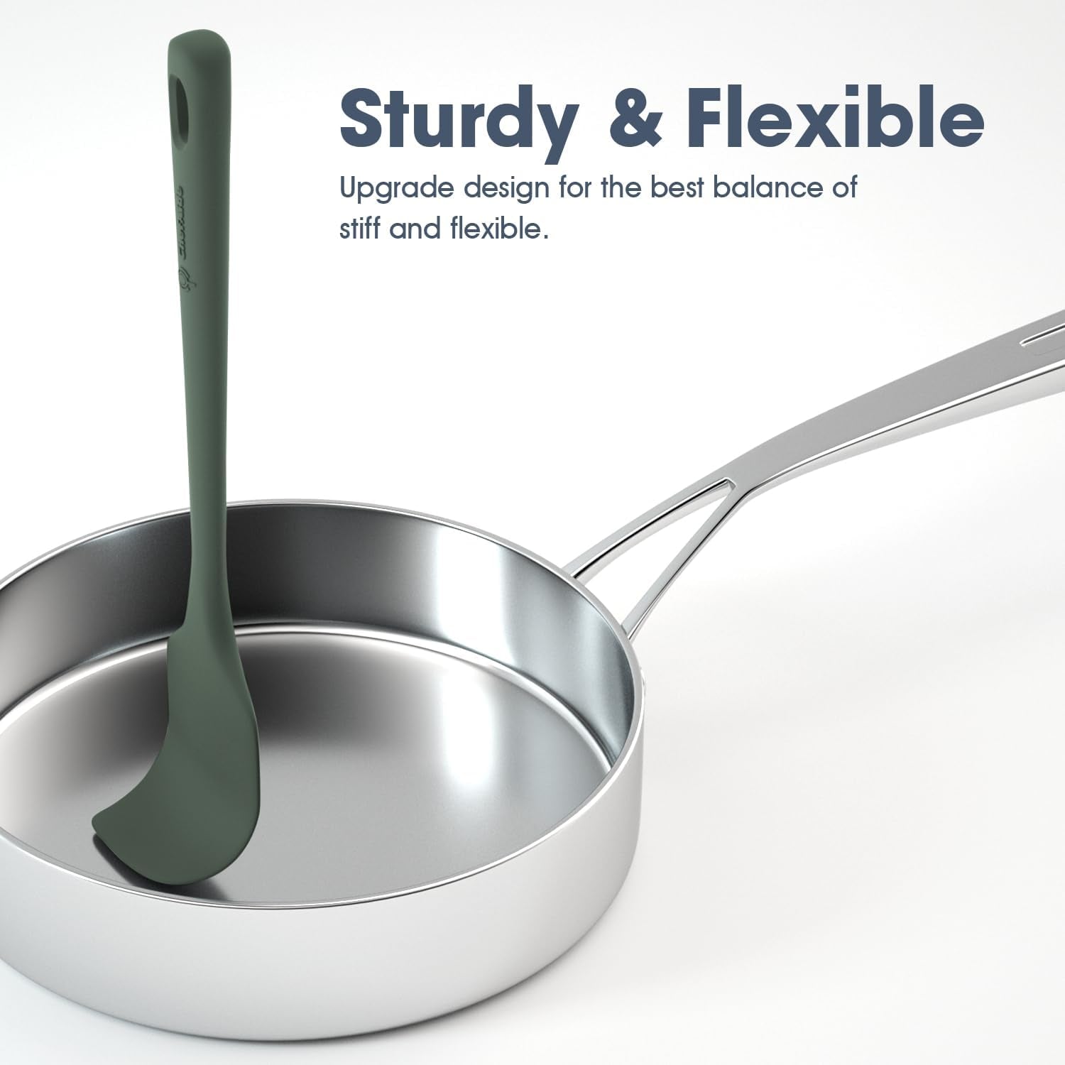 5 Pieces Silicone Spatula Set, Upgrade Strong Handle with Ergonomic Grip, Heat Resistant up to 600°F for Nonstick Cookware