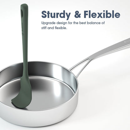 5 Pieces Silicone Spatula Set, Upgrade Strong Handle with Ergonomic Grip, Heat Resistant up to 600°F for Nonstick Cookware
