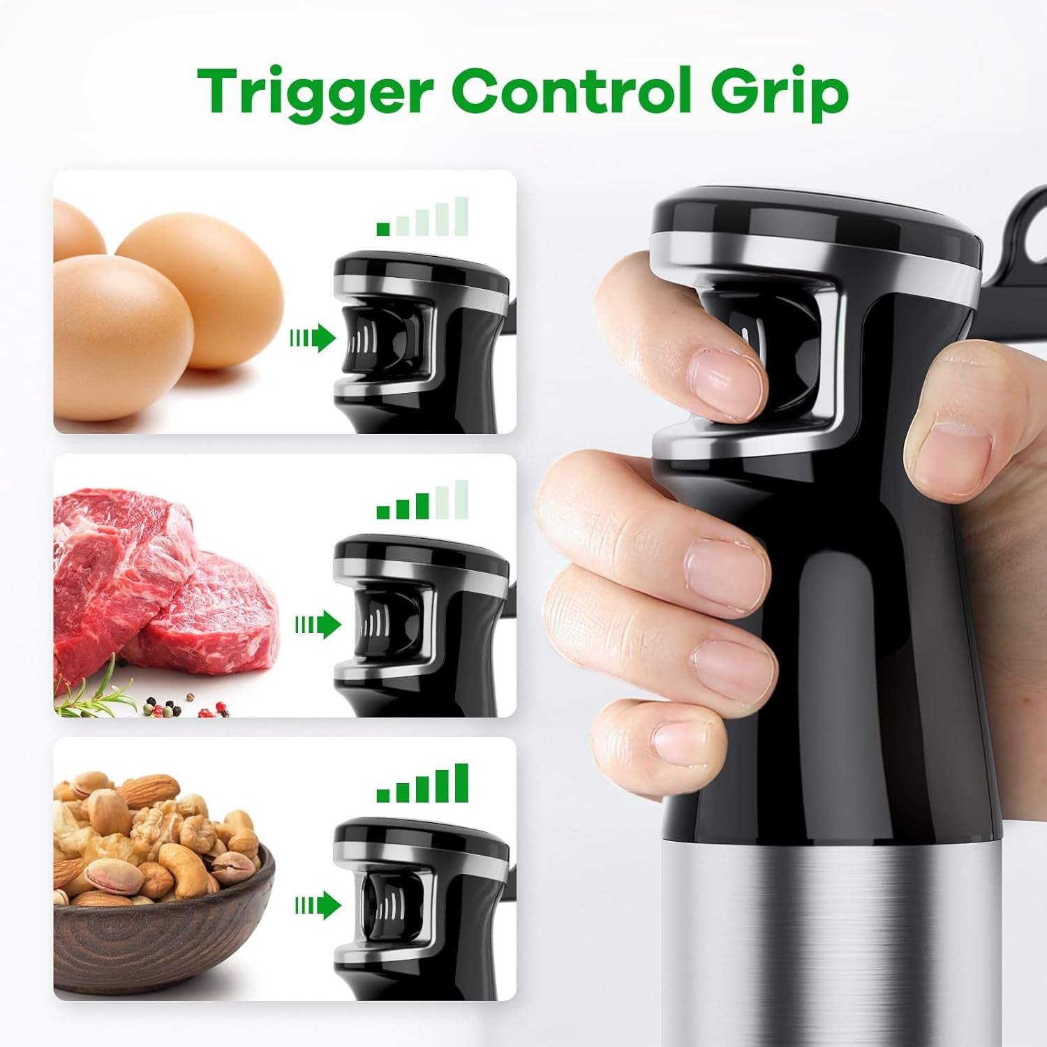Immersion Blender Handheld Corded Hand Blenders Set 1100W, Trigger Variable Speed 5 in 1 Stick Emulsifier with Chopper, Whisk and Frother for Soup