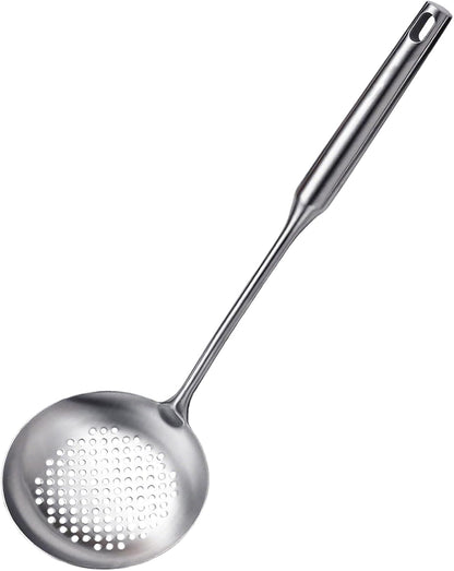 Stainless Steel  Slotted Spoon Skimmer, Long Handle Food Strainer