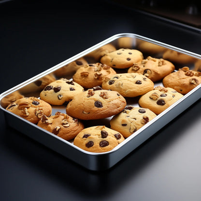 Stainless Steel Baking Sheet Set of 3, Rectangle Size 10/13/16 Inch, Mirror Finish & Rust Free, Dishwasher Safe