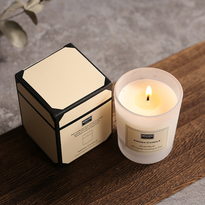 Aromatic Elegance Scented Candles - Frosted White & Black Glass