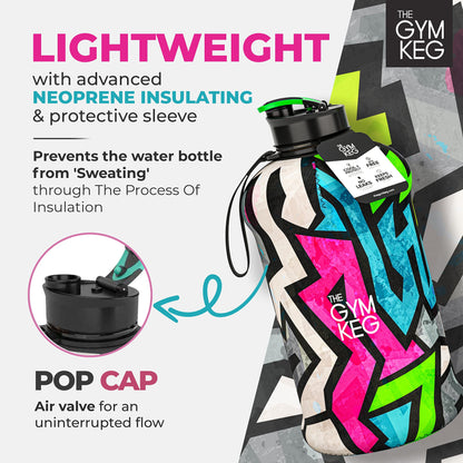  2.2 L Sports Water Bottle Insulated Half Gallon Carry Handle Big Water