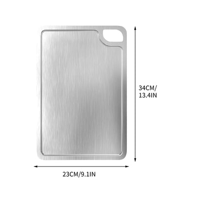 Stainless Steel Double-Sided Chopping Board with Grooves, Non-Stick and Easy Clean 