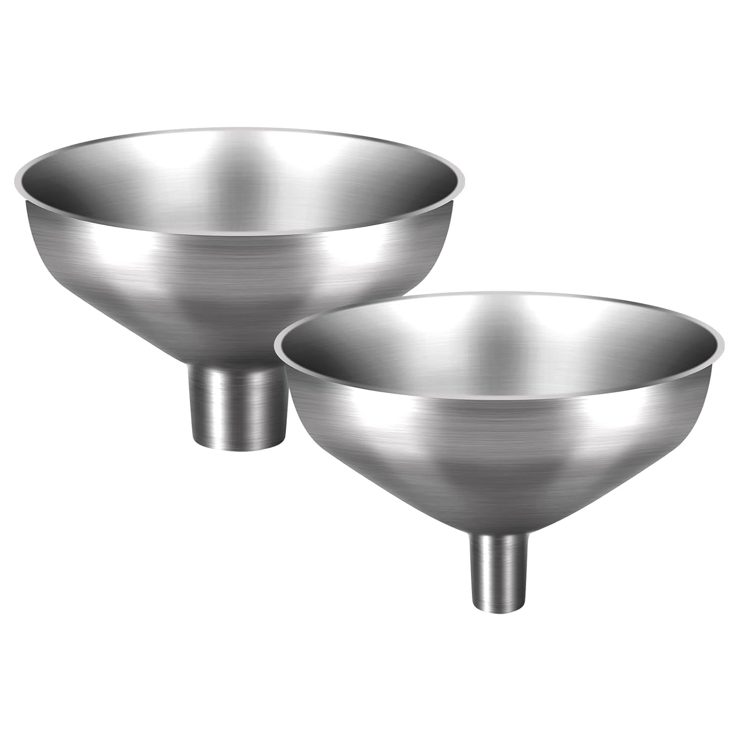 2-Piece Stainless Steel Kitchen Funnel Set with 1-Inch and 0.5-Inch Ports for Transferring and Filling Liquids