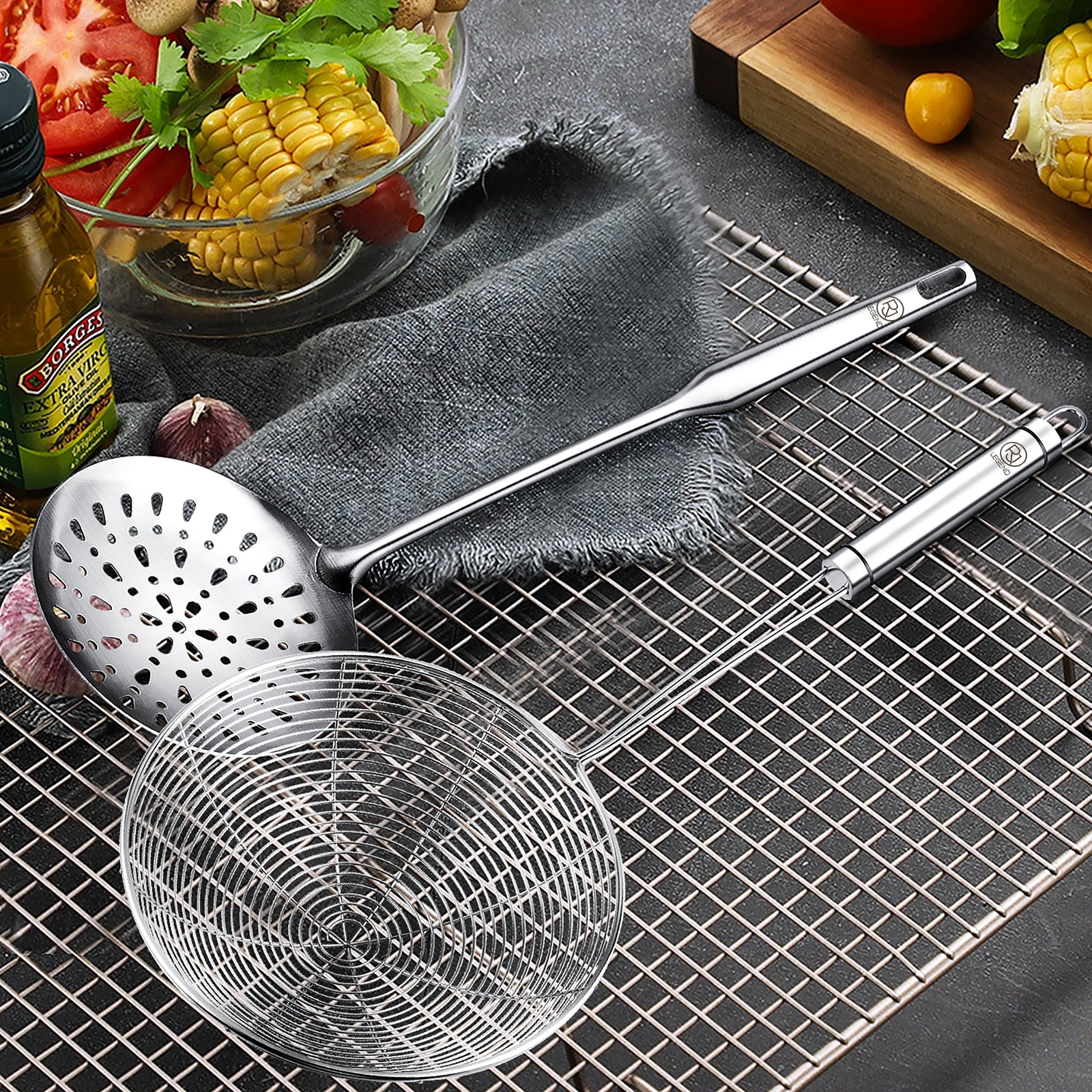 Large Slotted Skimmer , 18/8 (304) Stainless Steel